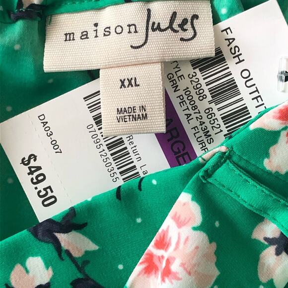 Maison Jules Petal Flurry Self Tie Green Floral Shorts NWT size XXL - Picture 5 of 8